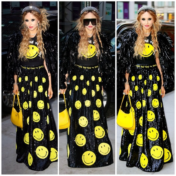 Alice + Olivia Tina Smiley Black Yellow Sequin Embellished Ball Gown Skirt - Picture 5 of 17